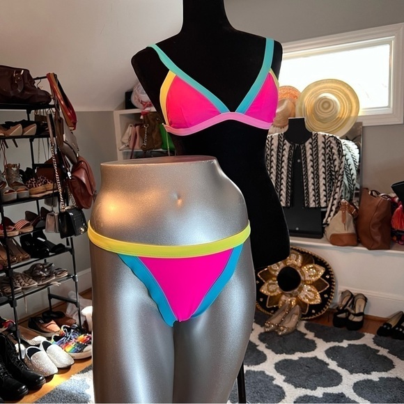 Neon Multicolored Small 2 Piece Bikini - Picture 6 of 8